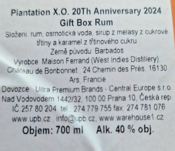 Plantation 20th Anniversary XO 0,7l 40% (karton) - Image 2