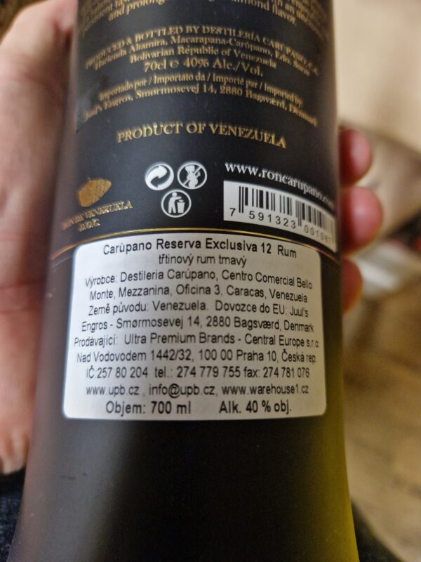 Carúpano 12 Reserva Exclusiva 0,7 l 40% (holá láhev) - Image 2