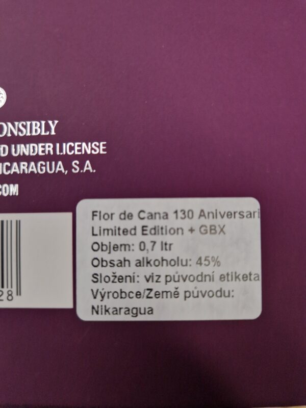 Flor de Cana 130 Anniversary 0.7L 45% (karton) - Image 2
