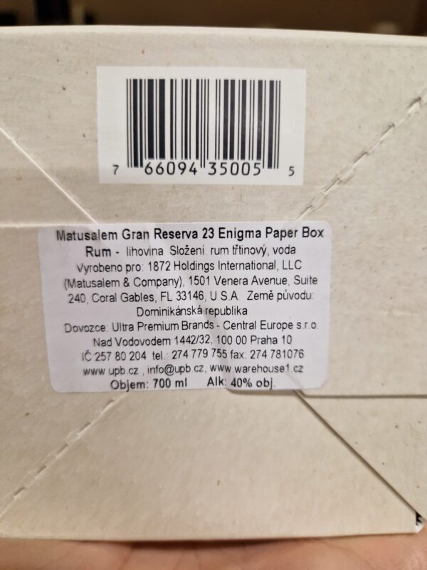Matusalem Gran Reserva 23 Enigma Box 0,7 l 40% (karton) - Image 2