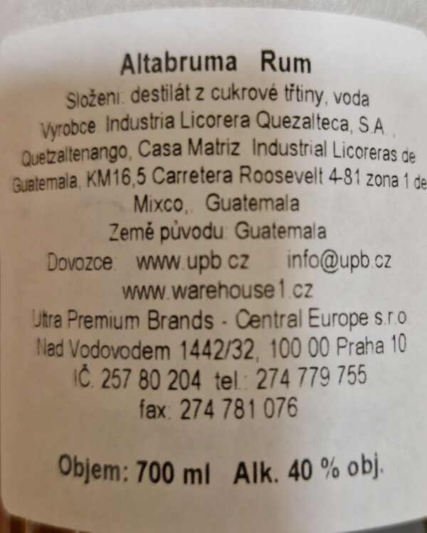 Botran Altabruma Ron Aňejo 0,7 l 40% (holá láhev) - Image 2