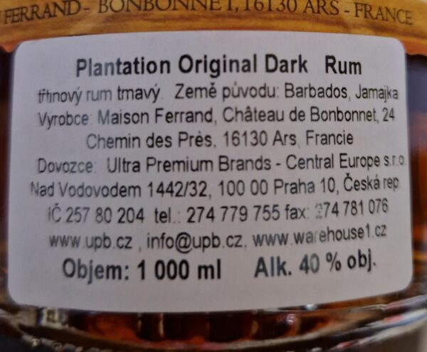 Plantation Original Dark 1,0 l 40% (holá láhev) - Image 2