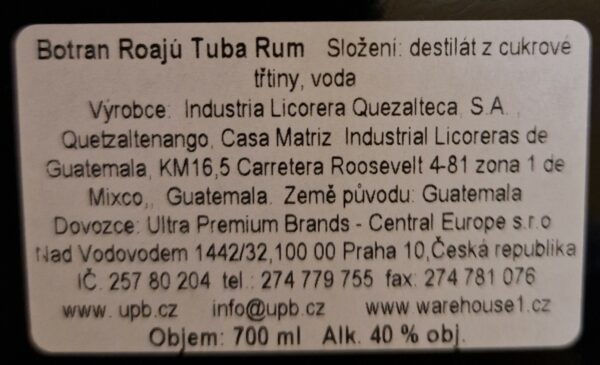 Botran ROAJÚ 0,7L 40% (tuba) - Image 2