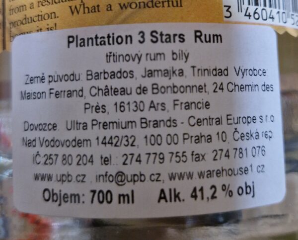 Plantation 3 Stars 0,7 l 41,2% (holá láhev) - Image 2