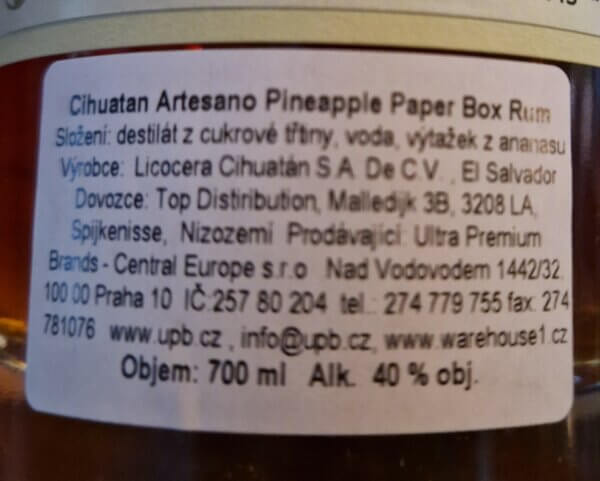 Cihuatán Artesano Pineapple 0,7 l 40% (holá láhev) - Image 2